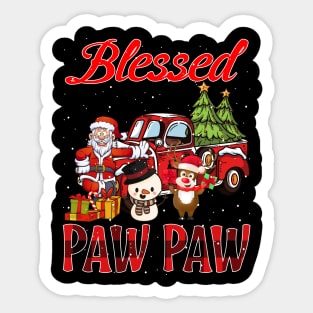 Blessed Paw Paw Red Plaid Christmas Sticker